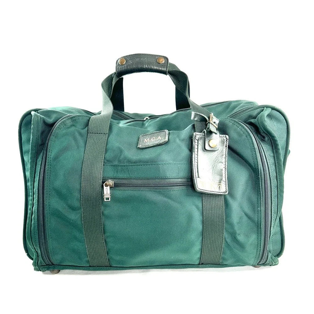 Tumi Vintage Green Ballistic Nylon Large Messenger Briefcase Laptop Bag Travel